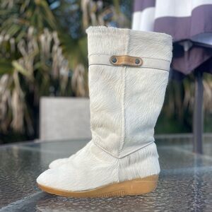 Tecnica Italy Vintage White Goat Hair Winter Boots